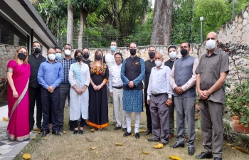 Embassy officials led by Ambassador Abhishek Singh gathered to celebrate the National Handloom Day